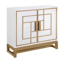 Rectangular 2-Door Accent Cabinet White And Gold - 953454 Pie's Variety Store