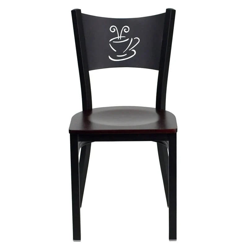 HERCULES Series Black Coffee Back Metal Restaurant Chair - Cherry Wood Seat [XU-DG-60099-COF-CHYW-GG] Pie's Variety Store