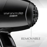 InfinitiPRO by Conair Diamond Brilliance 1875 Watt Diamond-Infused Ceramic Dryer - Creates even heat that dries hair gently and reduces damage while providing added shine - C-580R Elegant AccScents