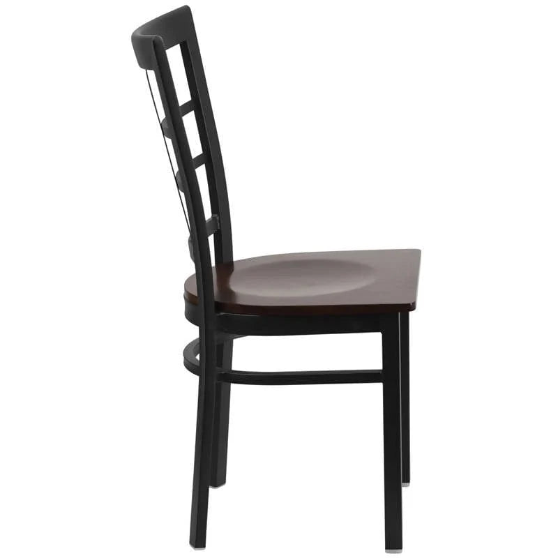 HERCULES Series Black Window Back Metal Restaurant Chair - Cherry Wood Seat [XU-DG6Q3BWIN-CHYW-GG] Pie's Variety Store