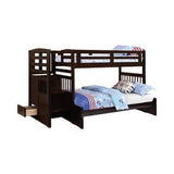 Dublin 4-Storage Twin Over Full Bunk Bed With Staircase Cappuccino - 460366 A-Z Store Nadia