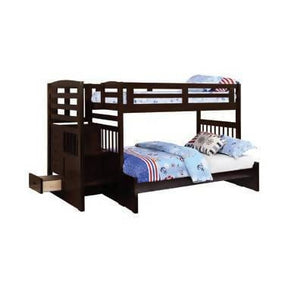 Dublin 4-Storage Twin Over Full Bunk Bed With Staircase Cappuccino - 460366 A-Z Store Nadia