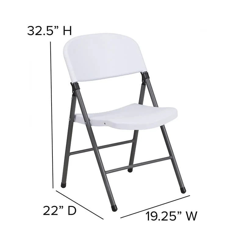 2 Pk. HERCULES Series 330 lb. Capacity Granite White Plastic Folding Chair with Charcoal Frame [2-DAD-YCD-50-WH-GG] Fl Furniture