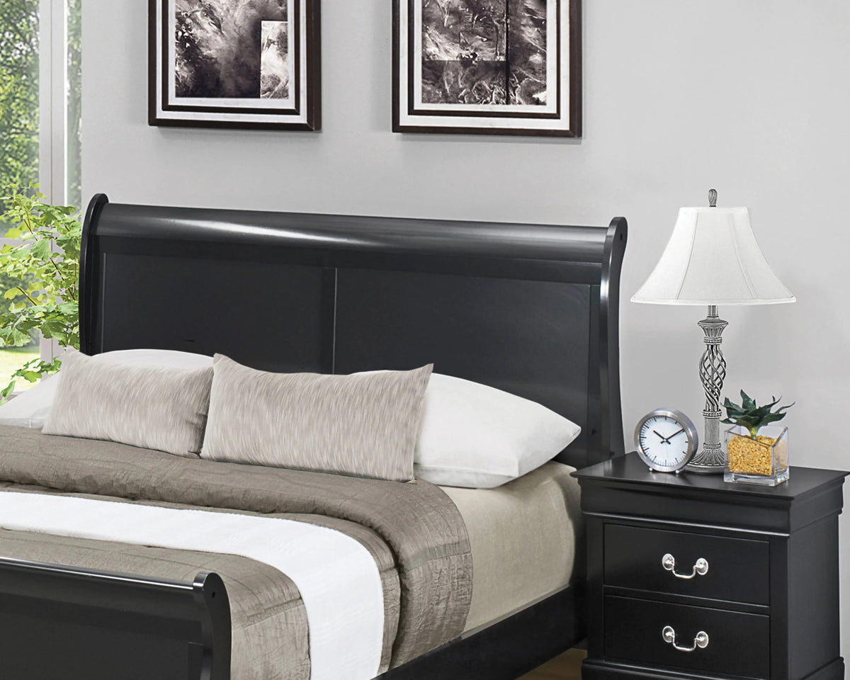 Louis Philippe Eastern King Panel Sleigh Bed Black - 212411KE Pie's Variety Store