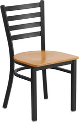 HERCULES Series Black Ladder Back Metal Restaurant Chair - Cherry Wood Seat [XU-DG694BLAD-CHYW-GG] Pie's Variety Store