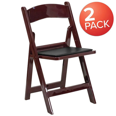 2 Pk. HERCULES Series 1000 lb. Capacity Red Mahogany Resin Folding Chair with Black Vinyl Padded Seat [2-LE-L-1-MAH-GG] Fl Furniture