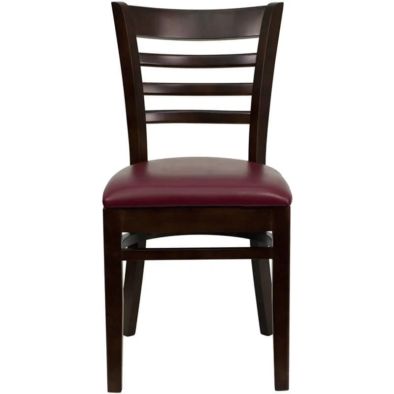 HERCULES Series Ladder Back Walnut Wood Restaurant Chair - Black Vinyl Seat [XU-DGW0005LAD-WAL-BLKV-GG] Pie's Variety Store