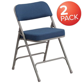 2 Pk. HERCULES Series Premium Curved Triple Braced & Double Hinged Navy Fabric Metal Folding Chair [2-AW-MC320AF-NVY-GG] Fl Furniture