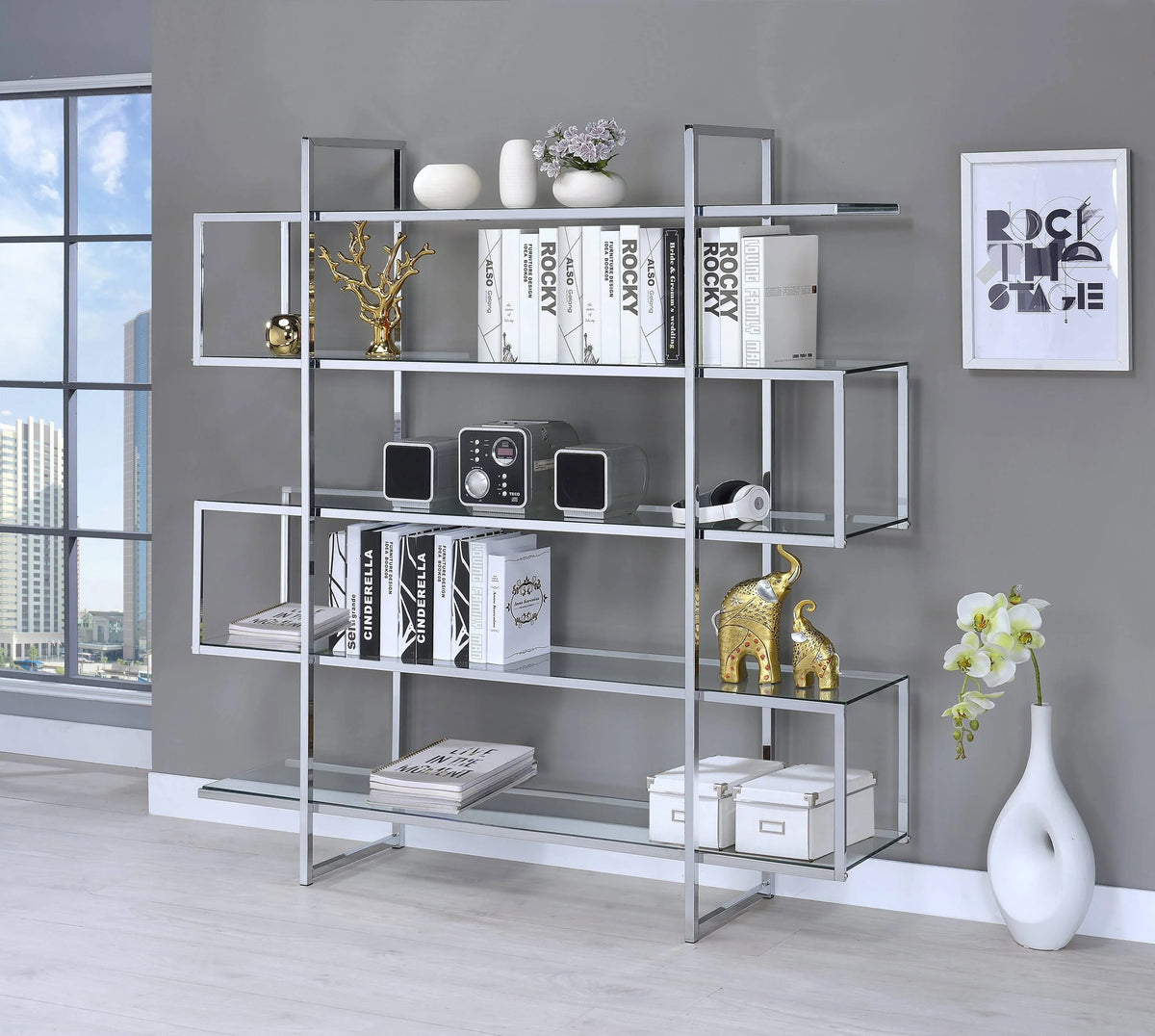  Beautifully polished electroplated chrome frame with clear tempered glass shelves - Chrome And Clear - 801304 Pie's Variety Store