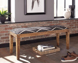 Serene Rectangular Upholstered Bench Natural And Navy - 910177 Pie's Variety Store