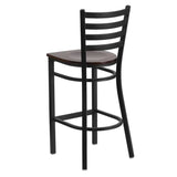 HERCULES Series Black Ladder Back Metal Restaurant Barstool - Cherry Wood Seat [XU-DG697BLAD-BAR-CHYW-GG] Pie's Variety Store