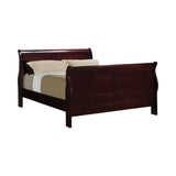 Louis Philippe Queen Sleigh Panel Bed Red Brown - 203971Q Pie's Variety Store