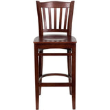 HERCULES Series Vertical Slat Back Mahogany Wood Restaurant Barstool [XU-DGW0008BARVRT-MAH-GG] Pie's Variety Store
