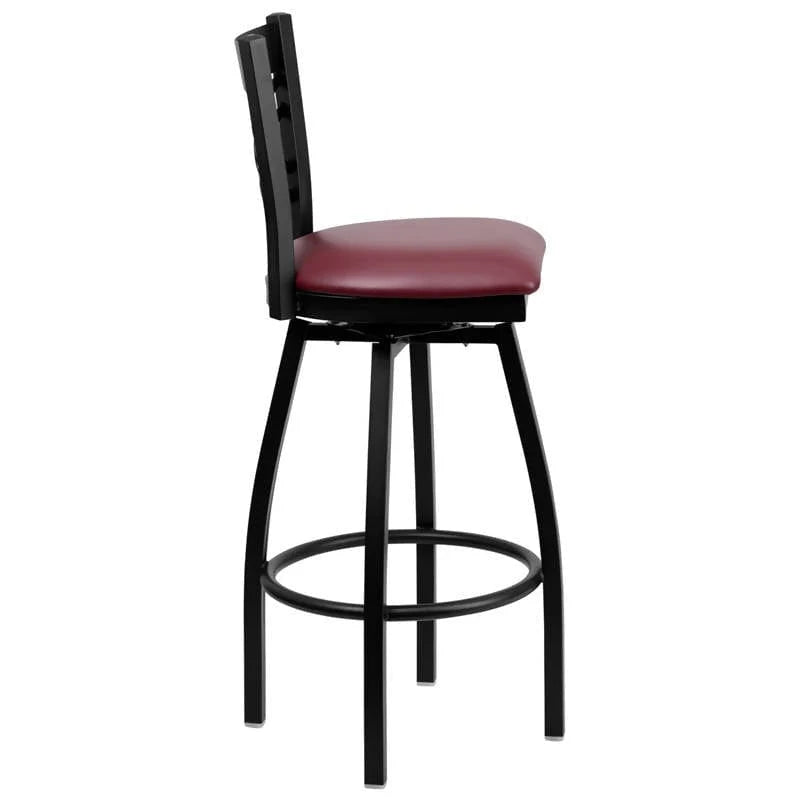 HERCULES Series Black ''X'' Back Swivel Metal Barstool - Black Vinyl Seat [XU-6F8B-XSWVL-BLKV-GG] Pie's Variety Store