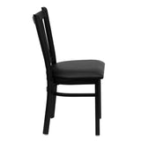 HERCULES Series Black Vertical Back Metal Restaurant Chair - Black Vinyl Seat [XU-DG-6Q2B-VRT-BLKV-GG] Pie's Variety Store