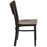 HERCULES Series Black Slat Back Metal Restaurant Chair - Mahogany Wood Back & Seat [XU-DG-6G5B-MAH-MTL-GG] Pie's Variety Store
