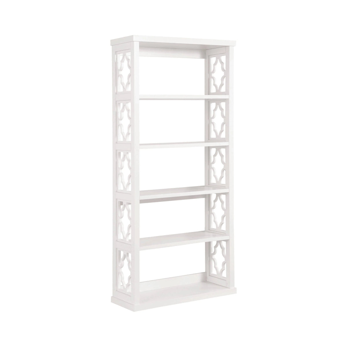 Trellis Pattern Side Panels Bookcase is an exquisite addition to a library or home office - White - 802578 Pie's Variety Store