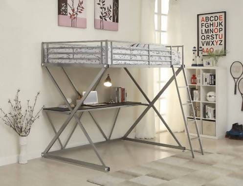 Hyde Full Workstation Loft Bed Silver - 400034F A-Z Store Nadia