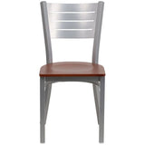 HERCULES Series Silver Slat Back Metal Restaurant Chair - Cherry Wood Seat [XU-DG-60401-CHYW-GG] Pie's Variety Store