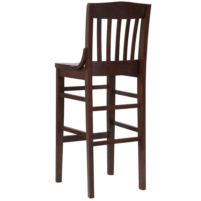 HERCULES Series School House Back Mahogany Wood Restaurant Barstool [XU-DG-W0006BAR-MAH-GG] Pie's Variety Store