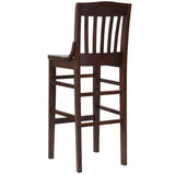 HERCULES Series School House Back Mahogany Wood Restaurant Barstool [XU-DG-W0006BAR-MAH-GG] Pie's Variety Store