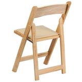 2 Pk. HERCULES Series Natural Wood Folding Chair with Vinyl Padded Seat [2-XF-2903-NAT-WOOD-GG] Fl Furniture