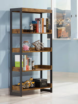 Estrella 4-Shelf Bookcase Antique Nutmeg And Gunmetal - 800657 Pie's Variety Store