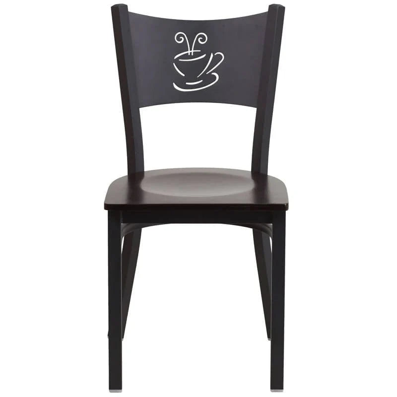 HERCULES Series Black Coffee Back Metal Restaurant Chair - Cherry Wood Seat [XU-DG-60099-COF-CHYW-GG] Pie's Variety Store