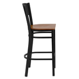 HERCULES Series Black Circle Back Metal Restaurant Barstool - Cherry Wood Seat [XU-DG-60120-CIR-BAR-CHYW-GG] Pie's Variety Store