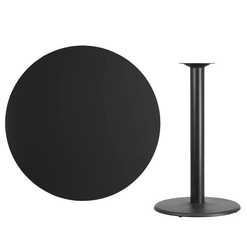 42'' Round Black Laminate Table Top with 24'' Round Bar Height Table Base [XU-RD-42-BLKTB-TR24B-GG] Pie's Variety Store