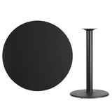 42'' Round Black Laminate Table Top with 24'' Round Bar Height Table Base [XU-RD-42-BLKTB-TR24B-GG] Pie's Variety Store