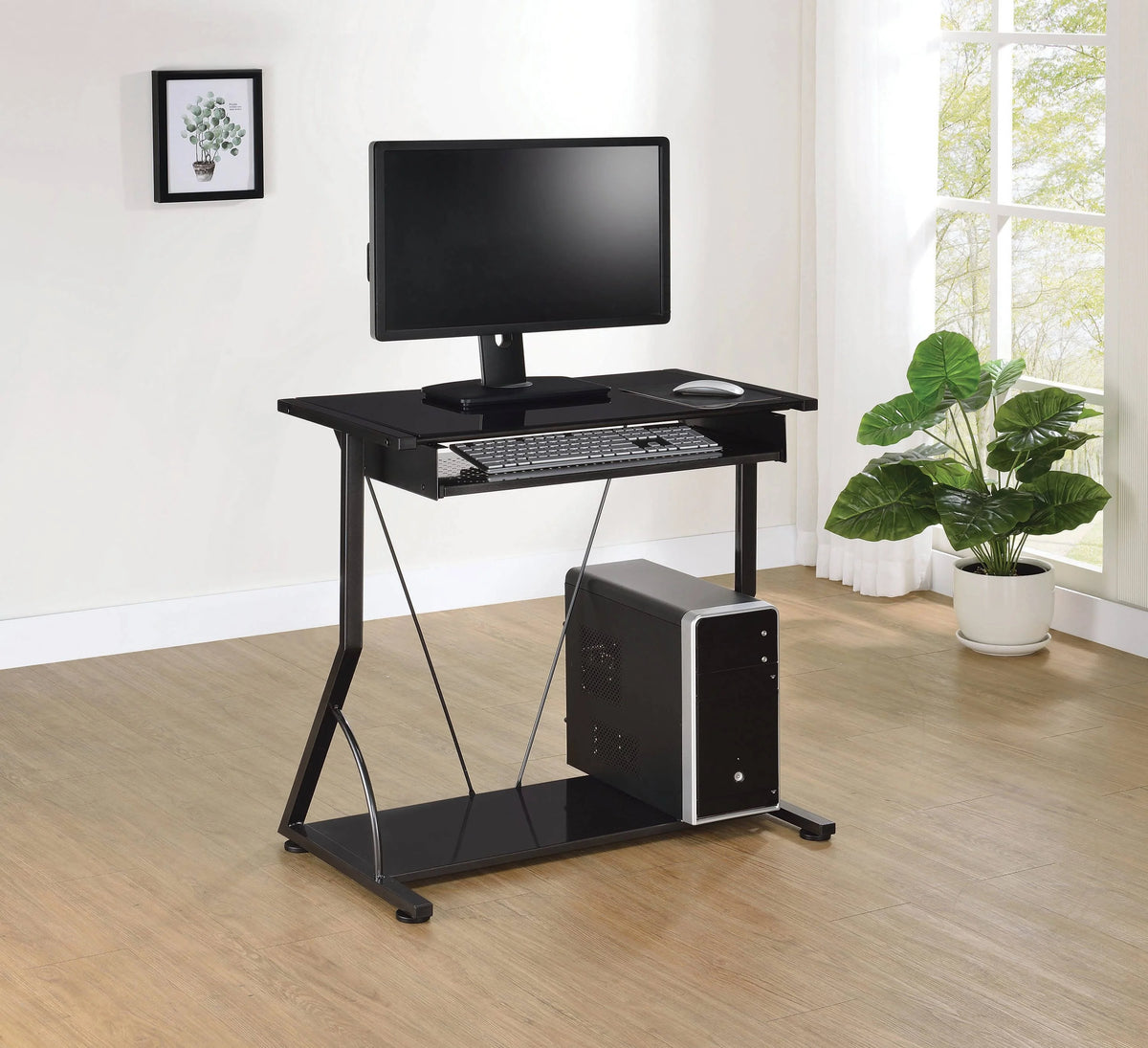 Computer Desk With Keyboard Tray Black perfect for the contemporary specialist or entrepreneur.- 800217 coastmega