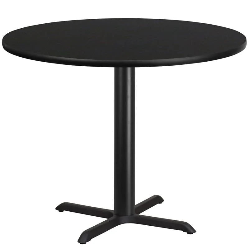 42'' Round Black Laminate Table Top with 33'' x 33'' Table Height Base [XU-RD-42-BLKTB-T3333-GG] Pie's Variety Store