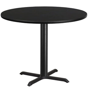 42'' Round Black Laminate Table Top with 33'' x 33'' Table Height Base [XU-RD-42-BLKTB-T3333-GG] Pie's Variety Store