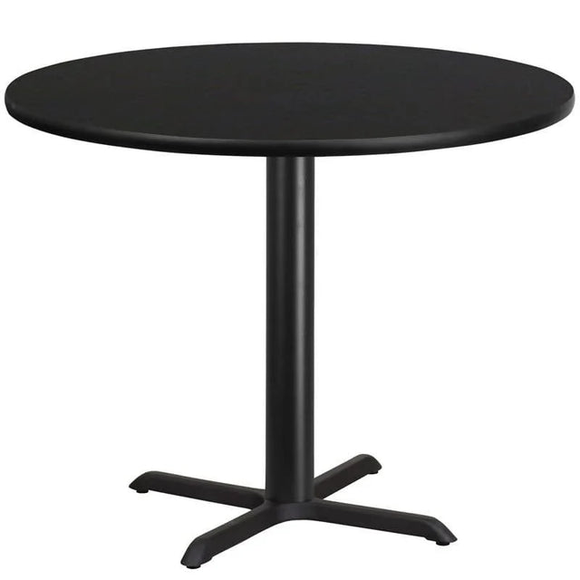 42'' Round Black Laminate Table Top with 33'' x 33'' Table Height Base [XU-RD-42-BLKTB-T3333-GG] Pie's Variety Store