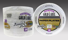 Gold Label 9" Paper Plates 300 ct- Made from 100% Paper Microwave Safe Grease Resistant Microwave Safe Grease Resistant 702009 ebuystt