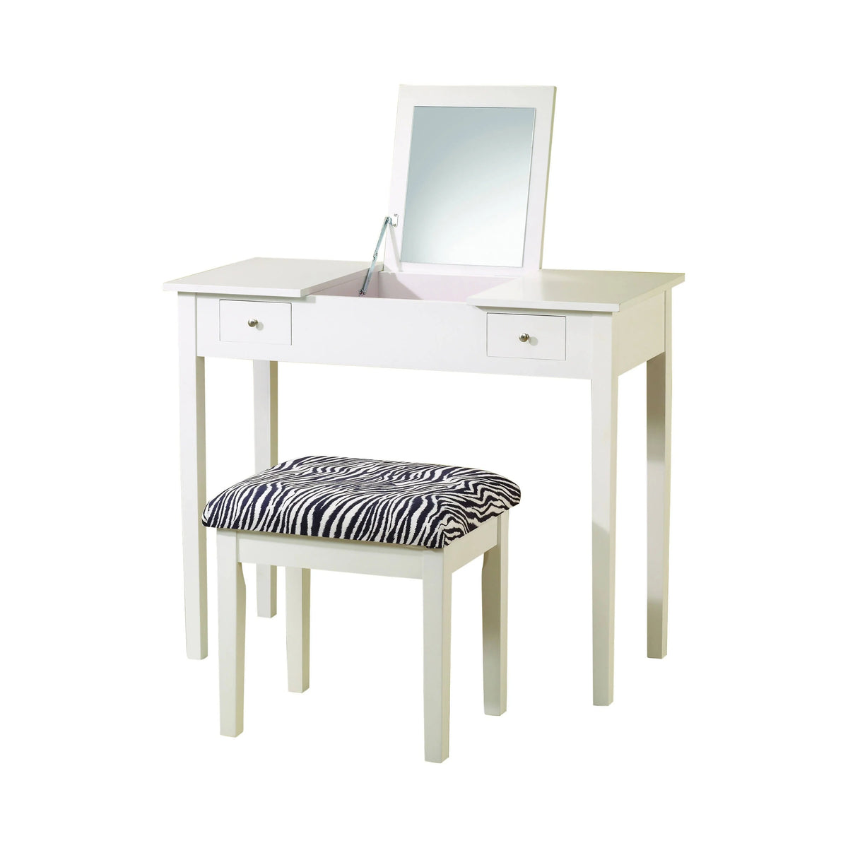 2-Piece Vanity Set White And Zebra - 300285 coastmega
