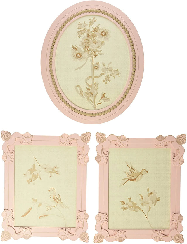 Lambs & Ivy Wall Decor 3pc Little Princess: Perfect combination of a petal pink canvas with intricate embroidery details accented - 528012 ebuystt