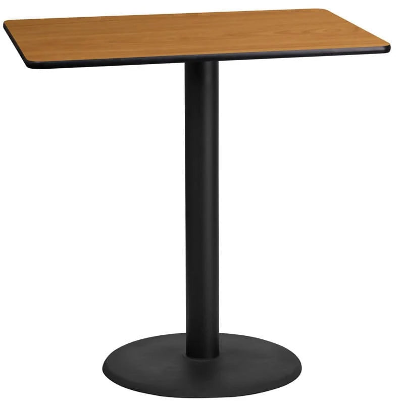 24'' x 42'' Rectangular Black Laminate Table Top with 24'' Round Bar Height Table Base [XU-BLKTB-2442-TR24B-GG] Fl Furniture