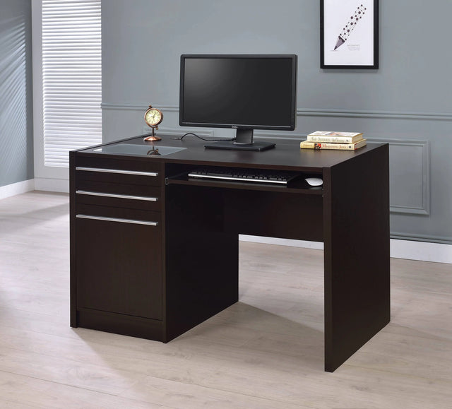 Halston 3-Drawer Rectangular Connect-It Office Desk Cappuccino - 800702 Pie's Variety Store