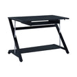Mallet Computer Desk With Bottom Shelf Black this compact desk up in a TV room