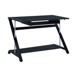 Mallet Computer Desk With Bottom Shelf Black this compact desk up in a TV room