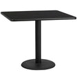 42'' Square Black Laminate Table Top with 24'' Round Table Height Base [XU-BLKTB-4242-TR24-GG] Pie's Variety Store