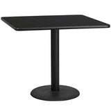 42'' Square Black Laminate Table Top with 24'' Round Table Height Base [XU-BLKTB-4242-TR24-GG] Pie's Variety Store