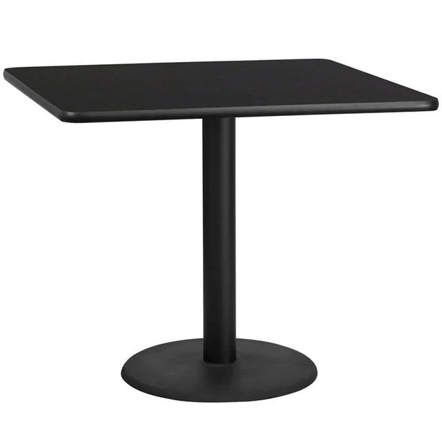42'' Square Black Laminate Table Top with 24'' Round Table Height Base [XU-BLKTB-4242-TR24-GG] Pie's Variety Store