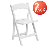 HERCULES Series Folding Chairs with Padded Seats | Set of 2 White Resin Folding Chair with Vinyl Padded Seat [2-LE-L-1-WHITE-GG] Pie's Variety Store