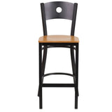 HERCULES Series Black Circle Back Metal Restaurant Barstool - Cherry Wood Seat [XU-DG-60120-CIR-BAR-CHYW-GG] Pie's Variety Store