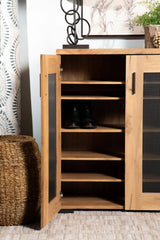 Metal Mesh Door Accent Cabinet Golden Oak - 951107 Pie's Variety Store