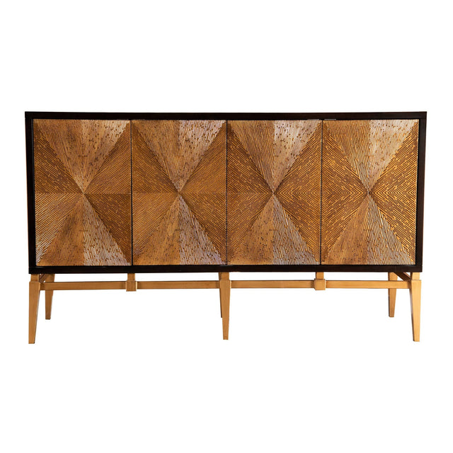 Sunburst 4-Door Accent Cabinet Brown And Antique Gold - 953497 Pie's Variety Store