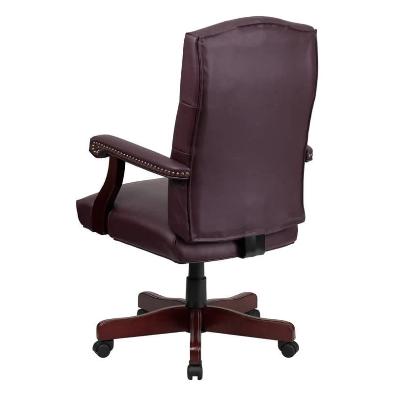 Martha Washington Burgundy LeatherSoft Executive Swivel Office Chair with Arms [801L-LF0019-BY-LEA-GG] Pie's Variety Store